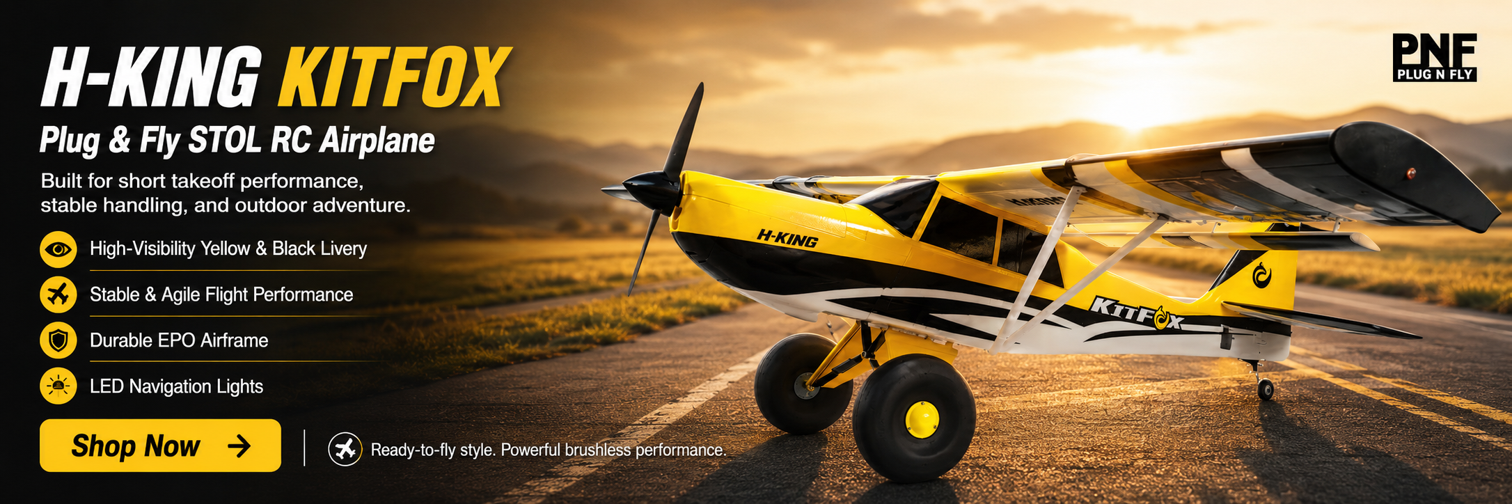 H-King KitFox Sport and STOL RC Bush Plane Flying in the Sky